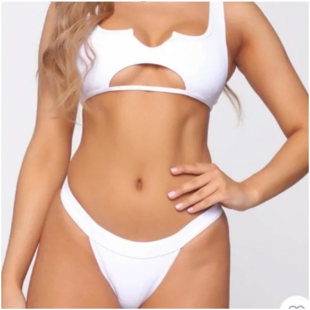🪞 NEW SET off white ribbed high cut women’s swim bikini 2 piece matching set
